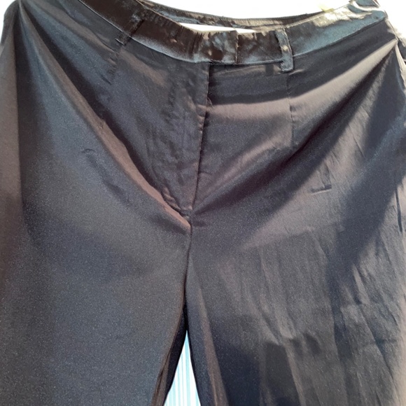 Tall Black Satin Trim Highwaisted Pants - Picture 5 of 5
